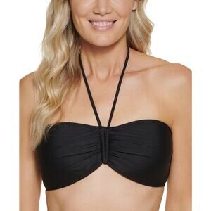 Tommy Hilfiger Women's Convertible Bandeau Swim Top Swimsuit Black Size XL